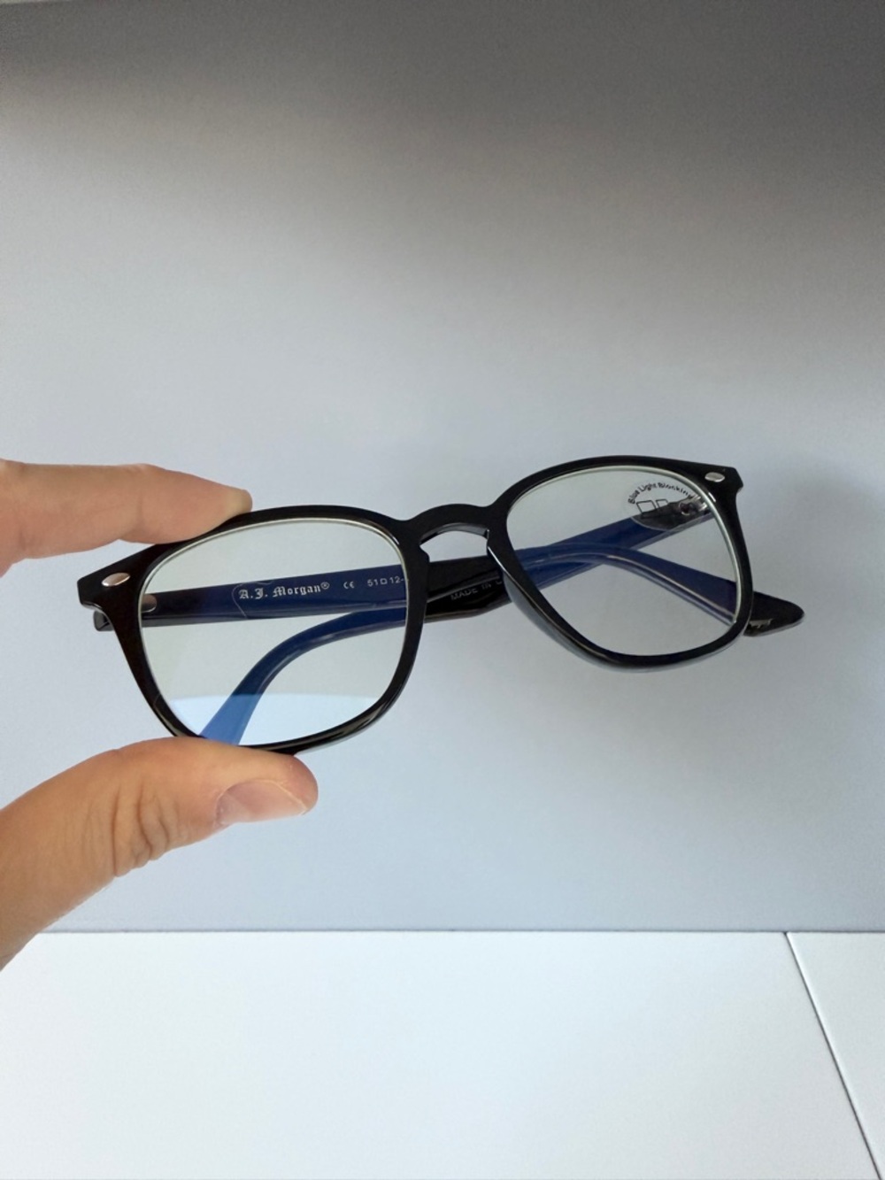 ASOS AJ Morgan black wayfarer style classic blue light blocking eyeglasses